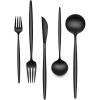 image60Piece 12 Setting Black Silverware FoodGrade Stainless Steel Flatware Cutlery Set for Home Office Restaurant HotelBlack 30 Pcs