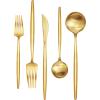 image60Piece 12 Setting Black Silverware FoodGrade Stainless Steel Flatware Cutlery Set for Home Office Restaurant HotelGold