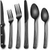 imageBlack Hammered Silverware Set 24Piece Stainless Steel Square Flatware Set with Steak Knives for 4 FoodGrade Tableware CutleryUtensil Sets for Home Restaurant Mirror Finish Dishwasher SafeRoman Column
