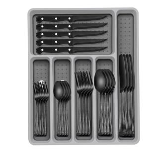 image49Piece Silverware Set with Organizer Heavy Duty Stainless Steel Flatware for 8 Cutlery Utensil Sets with Steak Knives Rustproof Mirror Polished Dishwasher SafeRoman Column