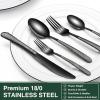 imageBlack Hammered Silverware Set 20Piece Stainless Steel Square Flatware Set for 4 FoodGrade Tableware CutleryUtensil Sets for Home Restaurant Mirror Finish Dishwasher SafeRound Hammered