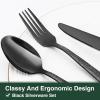 imageBlack Hammered Silverware Set 20Piece Stainless Steel Square Flatware Set for 4 FoodGrade Tableware CutleryUtensil Sets for Home Restaurant Mirror Finish Dishwasher SafeHammered Edge