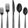 imageBlack Hammered Silverware Set 20Piece Stainless Steel Square Flatware Set for 4 FoodGrade Tableware CutleryUtensil Sets for Home Restaurant Mirror Finish Dishwasher SafeHammered Edge
