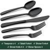 imageBlack Heavy Duty Silverware Set 20Piece Stainless Steel Flatware Set for 4 FoodGrade Tableware Cutlery Set Utensil Sets for Home Restaurant Mirror Finish Dishwasher SafeHeavy Duty