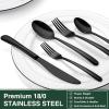 imageBlack Heavy Duty Silverware Set 20Piece Stainless Steel Flatware Set for 4 FoodGrade Tableware Cutlery Set Utensil Sets for Home Restaurant Mirror Finish Dishwasher SafeHeavy Duty