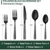 imageBlack Heavy Duty Silverware Set 20Piece Stainless Steel Flatware Set for 4 FoodGrade Tableware Cutlery Set Utensil Sets for Home Restaurant Mirror Finish Dishwasher SafeHammered Edge