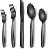 imageBlack Heavy Duty Silverware Set 20Piece Stainless Steel Flatware Set for 4 FoodGrade Tableware Cutlery Set Utensil Sets for Home Restaurant Mirror Finish Dishwasher SafeHeavy Duty