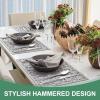 image:imageHammered Silverware Set 40Piece Stainless Steel Wave Flatware Set for 8 FoodGrade Tableware Cutlery Set Utensil Sets for Home Restaurant Mirror Finish Dishwasher SafeWave Hammered