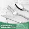 image:imageHammered Silverware Set 40Piece Stainless Steel Wave Flatware Set for 8 FoodGrade Tableware Cutlery Set Utensil Sets for Home Restaurant Mirror Finish Dishwasher SafeWave Hammered