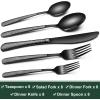 image:imageHammered Silverware Set 40Piece Stainless Steel Wave Flatware Set for 8 FoodGrade Tableware Cutlery Set Utensil Sets for Home Restaurant Mirror Finish Dishwasher SafeBlack Round Hammered