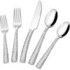 image:imageHammered Silverware Set 40Piece Stainless Steel Wave Flatware Set for 8 FoodGrade Tableware Cutlery Set Utensil Sets for Home Restaurant Mirror Finish Dishwasher SafeWave Hammered