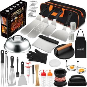 image:image237pcs Griddle Accessories Kit for Blackstone Perfect Flat Top Grilling Accessories Grill Spatula Set with Enlarged Spatulas Basting Cover Burger Press Patty Maker Scraper for Outdoor Barbecue