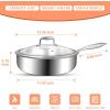 image:imageEWFEN 12 Inch TriPly Stainless Steel Frying Pan Compatible with All Cooktops Up to 600 Large Frying Pan with lids InductionReady Skillet Dishwasher and Oven Safe Even Heat 12 Saute PanLid12 Saute Pan