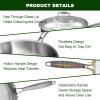 image:imageEWFEN 12 Inch TriPly Stainless Steel Frying Pan Compatible with All Cooktops Up to 600 Large Frying Pan with lids InductionReady Skillet Dishwasher and Oven Safe Even Heat 12 Saute PanLid12 Skillet