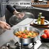 image:imageEWFEN 12 Inch TriPly Stainless Steel Frying Pan Compatible with All Cooktops Up to 600 Large Frying Pan with lids InductionReady Skillet Dishwasher and Oven Safe Even Heat 12 Saute PanLid12 Saute Pan  Side Handle
