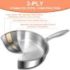 image:imageEWFEN 12 Inch TriPly Stainless Steel Frying Pan Compatible with All Cooktops Up to 600 Large Frying Pan with lids InductionReady Skillet Dishwasher and Oven Safe Even Heat 12 Saute PanLid12 Saute Pan
