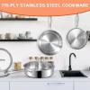 image:imageEWFEN 12 Inch TriPly Stainless Steel Frying Pan Compatible with All Cooktops Up to 600 Large Frying Pan with lids InductionReady Skillet Dishwasher and Oven Safe Even Heat 12 Saute PanLid12 Saute Pan