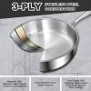 image:imageEWFEN 12 Inch TriPly Stainless Steel Frying Pan Compatible with All Cooktops Up to 600 Large Frying Pan with lids InductionReady Skillet Dishwasher and Oven Safe Even Heat 12 Saute PanLid12 Saute Pan  Side Handle