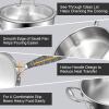image:imageEWFEN 12 Inch TriPly Stainless Steel Frying Pan Compatible with All Cooktops Up to 600 Large Frying Pan with lids InductionReady Skillet Dishwasher and Oven Safe Even Heat 12 Saute PanLid12 Saute Pan  Side Handle