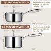 image:imageEWFEN 3 Ply Stainless Steel Saucepan with Lid 2 Quart Multipurpose Cooking Pot StayCool Handle Induction Oven Dishwasher Safe 2 QT1  2 Quarts