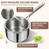 image:imageEWFEN 3 Ply Stainless Steel Saucepan with Lid 2 Quart Multipurpose Cooking Pot StayCool Handle Induction Oven Dishwasher Safe 2 QT1  2 Quarts
