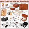 image:imageEWFEN Sourdough Starter Kit with Enamel Cast Iron Pot Complete Sourdough Bread Baking Supplies Round amp Oval Bread Proofing Basket with 34 Oz Starter Jar Bread Making Tools Kit
