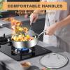 image:imageEWFEN TriPly Stainless Steel Frying Pans Set 81012 Cooking pans PFOAampPTFE Free Skillet Induction Cooking Pan Dishwasher and Oven Safe Fast amp Even Heat Heavy Duty and Detachable Handle10 Inch w Lid