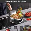 image:imageEWFEN TriPly Stainless Steel Frying Pans Set 81012 Cooking pans PFOAampPTFE Free Skillet Induction Cooking Pan Dishwasher and Oven Safe Fast amp Even Heat Heavy Duty and Detachable Handle81012 Inch