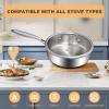 image:imageEWFEN TriPly Stainless Steel Frying Pans Set 81012 Cooking pans PFOAampPTFE Free Skillet Induction Cooking Pan Dishwasher and Oven Safe Fast amp Even Heat Heavy Duty and Detachable Handle10 Inch w Lid