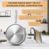 image:imageEWFEN TriPly Stainless Steel Frying Pans Set 81012 Cooking pans PFOAampPTFE Free Skillet Induction Cooking Pan Dishwasher and Oven Safe Fast amp Even Heat Heavy Duty and Detachable Handle10 Inch w Lid