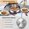 image:imageEWFEN TriPly Stainless Steel Frying Pans Set 81012 Cooking pans PFOAampPTFE Free Skillet Induction Cooking Pan Dishwasher and Oven Safe Fast amp Even Heat Heavy Duty and Detachable Handle10 Inch w Lid