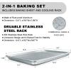 image:imageHalf Sheet Pans with Rack Set 13 Inch Commercial Quality Baking Sheet Pan Set Natural Aluminum Cookie Sheet Warp Resistant Nonstick Thick Cookie Tray Pans for Baking Roasting13 Inch