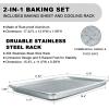 image:imageHalf Sheet Pans with Rack Set 13 Inch Commercial Quality Baking Sheet Pan Set Natural Aluminum Cookie Sheet Warp Resistant Nonstick Thick Cookie Tray Pans for Baking Roasting18 Inch
