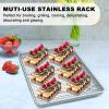 image:imageHalf Sheet Pans with Rack Set 13 Inch Commercial Quality Baking Sheet Pan Set Natural Aluminum Cookie Sheet Warp Resistant Nonstick Thick Cookie Tray Pans for Baking Roasting24 Inch