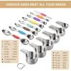 image:imageStainless Steel Measuring Cups amp Spoons Set EWFEN Kitchen Tools Nesting Measuring Cups and Spoons Fits in Spice Jars for Baking amp Cooking BPA Free Set of 15 with Leveler BlackMulticolor Spoons