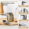 image:imageStainless Steel Measuring Cups amp Spoons Set EWFEN Kitchen Tools Nesting Measuring Cups and Spoons Fits in Spice Jars for Baking amp Cooking BPA Free Set of 15 with Leveler BlackBlack Spoons
