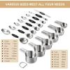 image:imageStainless Steel Measuring Cups amp Spoons Set EWFEN Kitchen Tools Nesting Measuring Cups and Spoons Fits in Spice Jars for Baking amp Cooking BPA Free Set of 15 with Leveler BlackBlack Spoons