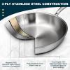 image:imageTriPly Stainless Steel Frying Pans Set with Lid EWFEN 81012 Cooking pans PFOAampPTFE Free Skillet Induction Cooking Pan Dishwasher and Oven Safe Fast amp Even Heat Suitable for All Stove