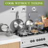 image:imageTriple Ply Stainless Steel Pots and Pans Set EWFEN 12 Piece Induction Cookware Set Oven Dishwasher Safe  Frying Pans Saucepans Saute Pan amp Stock Pot PFOA Free Kitchen Skillet Gold12 Pieces