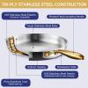 image:imageTriple Ply Stainless Steel Pots and Pans Set EWFEN 12 Piece Induction Cookware Set Oven Dishwasher Safe  Frying Pans Saucepans Saute Pan amp Stock Pot PFOA Free Kitchen Skillet Gold12 Pieces Gold