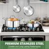 image:imageTriple Ply Stainless Steel Pots and Pans Set EWFEN 12 Piece Induction Cookware Set Oven Dishwasher Safe  Frying Pans Saucepans Saute Pan amp Stock Pot PFOA Free Kitchen Skillet Gold11 Pieces