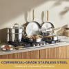 image:imageTriple Ply Stainless Steel Pots and Pans Set EWFEN 12 Piece Induction Cookware Set Oven Dishwasher Safe  Frying Pans Saucepans Saute Pan amp Stock Pot PFOA Free Kitchen Skillet Gold12 Pieces Gold