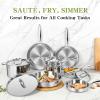 image:imageTriple Ply Stainless Steel Pots and Pans Set EWFEN 12 Piece Induction Cookware Set Oven Dishwasher Safe  Frying Pans Saucepans Saute Pan amp Stock Pot PFOA Free Kitchen Skillet Gold12 Pieces