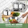 image:imageTriple Ply Stainless Steel Pots and Pans Set EWFEN 12 Piece Induction Cookware Set Oven Dishwasher Safe  Frying Pans Saucepans Saute Pan amp Stock Pot PFOA Free Kitchen Skillet Gold11 Pieces