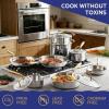 image:imageTriple Ply Stainless Steel Pots and Pans Set EWFEN 12 Piece Induction Cookware Set Oven Dishwasher Safe  Frying Pans Saucepans Saute Pan amp Stock Pot PFOA Free Kitchen Skillet Gold12 Pieces Gold