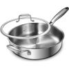 image:imageEWFEN 12 Inch TriPly Stainless Steel Frying Pan Compatible with All Cooktops Up to 600 Large Frying Pan with lids InductionReady Skillet Dishwasher and Oven Safe Even Heat 12 Saute PanLid12 Saute Pan  Side Handle