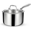 image:imageEWFEN 3 Ply Stainless Steel Saucepan with Lid 2 Quart Multipurpose Cooking Pot StayCool Handle Induction Oven Dishwasher Safe 2 QT3 Quarts