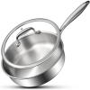 image:imageEWFEN TriPly Stainless Steel Frying Pans Set 81012 Cooking pans PFOAampPTFE Free Skillet Induction Cooking Pan Dishwasher and Oven Safe Fast amp Even Heat Heavy Duty and Detachable Handle10 Inch w Lid