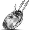 image:imageEWFEN TriPly Stainless Steel Frying Pans Set 81012 Cooking pans PFOAampPTFE Free Skillet Induction Cooking Pan Dishwasher and Oven Safe Fast amp Even Heat Heavy Duty and Detachable Handle81012 Inch