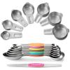 image:imageStainless Steel Measuring Cups amp Spoons Set EWFEN Kitchen Tools Nesting Measuring Cups and Spoons Fits in Spice Jars for Baking amp Cooking BPA Free Set of 15 with Leveler BlackMulticolor Spoons